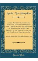 Annual Report of School Board, Selectmen, Treasurer, Overseer of Poor, Library Trustees, and Treasurer of South Antrim Village Fire Precinct of the Town of Antrim, for the Year Ending February 15, 1899: Also, Vital Statistics for the Year Ending De