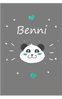 Benni: Ein Personalisiertes Panda Tage-/Notizbuch Mit Dem Namen Benni Und Ganzen 100 Linierten Seiten Im Tollen 6x9 Zoll Format (Ca. Din A5). Optimal ALS S