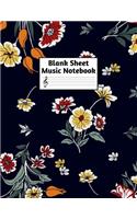 Blank Sheet Music Notebook: Easy Blank Staff Manuscript Book Large 8.5 X 11 Inches Musician Paper Wide 12 Staves Per Page for Piano, Flute, Violin, Guitar, Trumpet, Drums, Cell