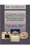 Norton (Marietta) V. Discipline Committee of East Tennessee State University U.S. Supreme Court Transcript of Record with Supporting Pleadings