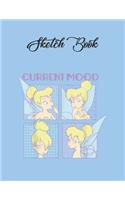 SketchBook: Disney Peter Pan Tinker Bell Never Grow Up Text Silhouette Cute Theme Marble Size SketchBook Blank Pages Rule Unlined for Girls Teens Kids Journal f