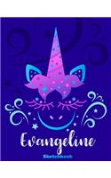 Evangeline Sketchbook: Pink Unicorn Personalized First Name Sketch Book for Drawing, Sketching, Journaling, Doodling and Making Notes. Cute and Trendy, Fun and Fantasy Blu