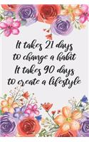 It Takes 21 Days To Change A Habit. It Takes 90 Days To Create A Lifestyle: Habit Tracker, Track Your Habits Daily To Achieve Your Goals, Increase Happiness