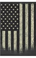Patriotic American Flag Notebook: USA Flag Blank Lined Composition Book/Diary/Journal For Patriots, Students, Work, School 6 x 9, 130 Pages, Black & White