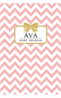 Ava: Baby Journal: Chevron Pink with Bow, 6x9 Blank Lined Name Journal for Baby Girl