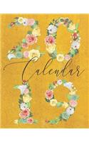 2019 Calendar: Floral Numbers with Inspirational Quotes on Bright Yellow Cover