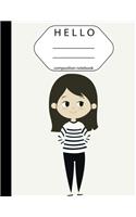 Composition Notebook: Hello Notebook Seamless (Softback) 8.5"x11" (108 Pages) - Wided Ruled Composition Notebook (School Notebook): Composition Notebook
