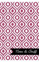 Notes & Stuff Lined Notebook With Dusty Rose Ikat Pattern Cover