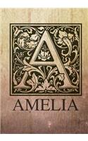 Amelia: Amelia Monogram notebook. Stylish monogrammed gift. Letter A, Ava personalized monogram journal book. Personalized letter A book for adults.