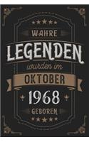 Wahre Legenden wurden im Oktober 1968 geboren: Vintage Geburtstag Notizbuch - individuelles Geschenk für Notizen, Zeichnungen und Erinnerungen - liniert mit 100 Seiten