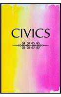 Civics: Teachers and students wide ruled line journal or composition book