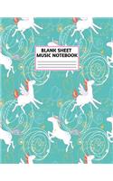 Blank Sheet Music Notebook: Cute Unicorn Matte Cover Design with 110 Pages White Paper Interior for Musician Students and Professionals Playing Piano, Ukelele, Mandolin and oth