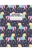 Blank Sheet Music Notebook: Cute Unicorn Matte Cover Design with 110 Pages White Paper Interior for Musician Students and Professionals Playing Piano, Ukelele, Mandolin and oth