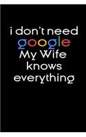 I don't need google my wife knows everything Notebook Birthday Gift