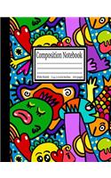 Composition Notebook: Wide Ruled 7.44 x 9.69 in, 100 page book for girls, kids, school, students and teachers