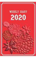 Weekly Diary 2020: Weekly Planner/Diary with added extras in the Diary Students/Teachers/Business/Home - 6 x 9 127 pages - Flowers Red Cover