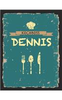 Kochboss Dennis: Das personalisierte Rezeptbuch zum Selberschreiben für 120 Rezept Favoriten mit Inhaltsverzeichnis uvm. - cooles Vintage Design in schwarz petrol ge