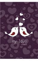My Love Notebook, Blank Write-in Journal, Dotted Lines, Wide Ruled, Medium (A5) 6 x 9 In (Purple)