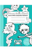 Primary Story Journal - Draw & Write Composition Notebook Grades K-2 Cute Fun Mermaid Cover to Color! Kindergarten to Early Childhood Dotted Midline Picture Space