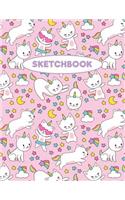 Cat Sketchbook: Rainbow Unicorn Cat Pattern: 120 Pages of 8.5" X 11" Blank Paper for Drawing, Sketching and Doodling