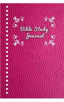 Bible Study Journal: Journaling Notebook Workbook Soft Cover Hot Pink Faux Leather 90 Days to Record Bible Studies 6x9