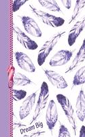 Dream Big: Watercolor Bohemian Feathers College Ruled Composition Writing Notebook