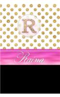 Raina: Personalized Lined Journal Diary Notebook 150 Pages, 6 X 9 (15.24 X 22.86 CM), Durable Soft Cover