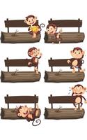 Monkeys on Bench - Blank Lined Notebook