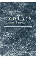 Lydia's Notebook: Personalised Custom notebook for Lydia: Beautiful marble effect notebook notepad jotter - makes a special personal gift and present for Lydia