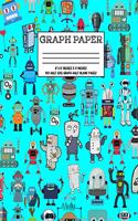 Graph Paper: Notebook Cute Robot Robotic Pattern Blue Cover Half Blank Half 5x5 Graphing Paper Composition Book Cute Pattern Cover Graphing Paper Composition Boo
