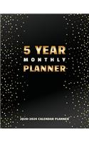 5 Year Monthly Planner 2020-2024: Black & Gold Theme - 2020-2024 Calendar Planner - Yearly Planner Appointment - 60 Months Organize Calendar Logbook - Monthly Checklist - Notebook Ag