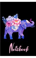 Notebook: Watercolor Flower Purple Elephant Yoga Cute Notebook Wide Ruled Lined Journal 6x9 Inch ( Legal ruled ) Family Anniversary Party Gift Idea Holidays M