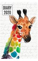 2020 Daily Diary Planner, Colorful Watercolor Giraffe: Three Days Per Page Full Year Planner(18 Nature)