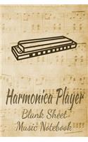 Harmonica Player Blank Sheet Music Notebook: Musician Composer Gift. Pretty Music Manuscript Paper For Writing And Note Taking / Composition Books Gifts For Musicians.(120 Blank Sheet Music Pag