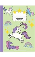 Unicorn Composition Notebook Wide Ruled, Back To School
