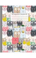 Composition Notebook - Cats Series: Colorful Cats, Composition Book For Back To School, Notebook for Girls, Kids, Students, Bullet Journal 8.5 x 11 in, 110 pages, Wide Ruled