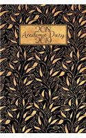 2018 - 2019 Academic Diary: Weekly Planner Student Journal Mid-Year Organiser A5 Horizontal Layout Week to View Black and Gold Leaves