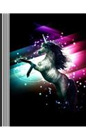 Magical Unicorn Fairy Tale Fantasy Composition Notebook: Unicorns Sparkling Space Galaxy Rainbow Horse Girls Gift Student School Supplies Journal Book, College Ruled Lined 200 Pages Line Paper 7.44" x 9.69