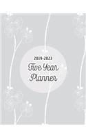 2019-2023 Five Year Planner: Monthly Schedule Agenda & Organizer for 5 Years or 60 Months - White and Gray
