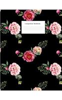 Composition Notebook: Pink Roses: Wide Ruled: 100 Pages: 8.5 X 11