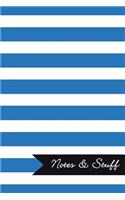 Notes & Stuff - Lined Notebook with Cobalt Blue Striped Pattern Cover: 101 Pages, Medium Ruled, 6 x 9 Journal, Soft Cover