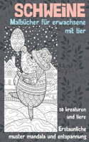 Malbücher für Erwachsene mit Tier - Erstaunliche Muster Mandala und Entspannung - 50 Kreaturen und Tiere - Schweine