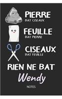Rien ne bat Wendy - Notes: Noms Personnalisé Carnet de notes / Journal pour les filles et les femmes. Kawaii Pierre Feuille Ciseaux jeu de mots. Fournitures scolaires, premier