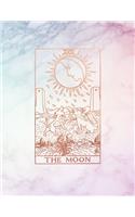 The Moon: (Rainbow Marble and Rose Gold - Dotted Grid Notebook)