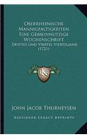 Oberrheinische Mannigfaltigkeiten Eine Gemeinnutzige Wochenschrift