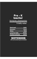 Cute Teacher nutrition table magical notebook, 100 pages, white paper, 100 motivational quotes included, matte finish