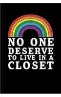 No One Deserve To Live In a Closet: Blank lined journal for friend or gay son (LGBT). 6x9 inches, 100 pages.