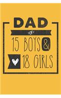 DAD of 15 BOYS & 18 GIRLS: Personalized Notebook for Dad - 6 x 9 in - 110 blank lined pages [Perfect Father's Day Gift]