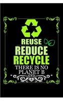 Reuse Reduce Recycle There Is No Planet B: Dot Grid Journal, Diary, Notebook, 6x9 inches with 120 Pages.