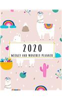 2020 Weekly And Monthly Planner: Llama 8 x 11 Planner Lesson Student Study Teacher Plan book Peace Happy Productivity Stress Management Time Agenda Diary Journal Homeschool Mind Lif